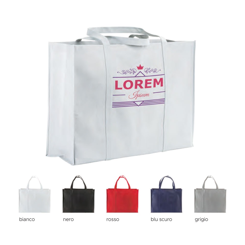 Shopper cotone bianco 180 g/m2 manici lunghi soffietto